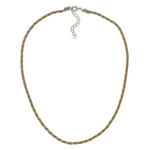 18" Taupe Faux Leather Woven Bola Braided Cord Necklace